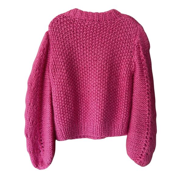 GANNI Julliard Mohair Wool Sweater Hot Pink Chunky Cable Knit XS - Picture 6 of 10
